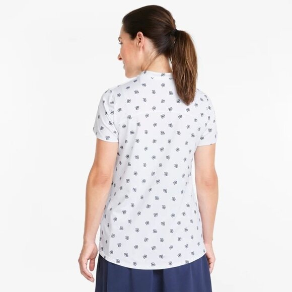 NEW PUMA Women's LARGE MATTR Hibiscus Floral Golf Polo Shirt WHITE - Picture 3 of 7